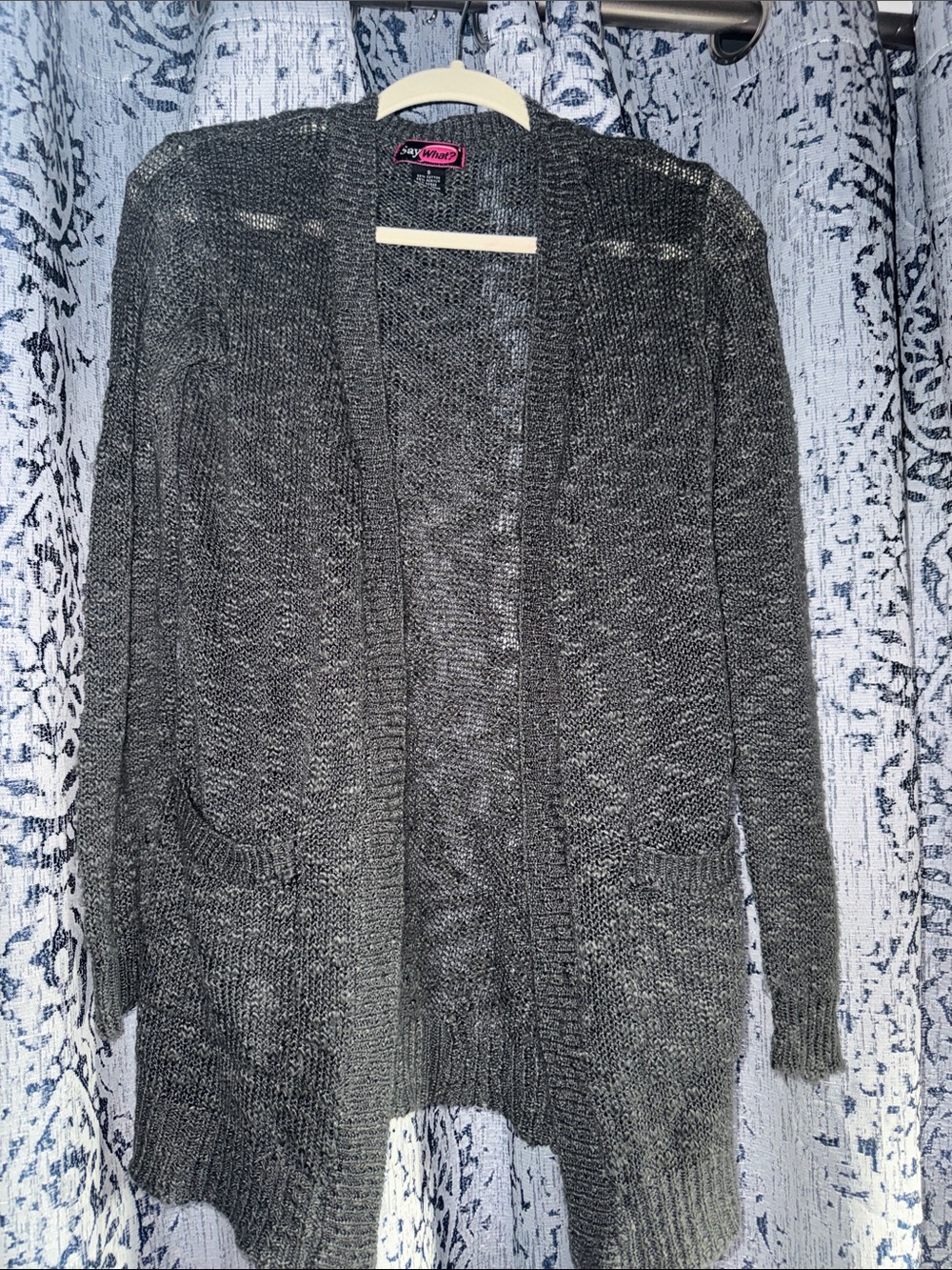 Say What? Dark Gray Open-Front Knit Cardigan
